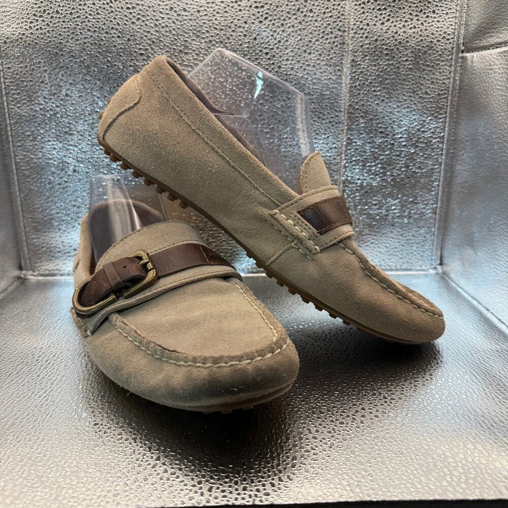Polo Ralph Lauren Whiteley Men’s 8.5 D Tan Suede Driving Loafers Buckle